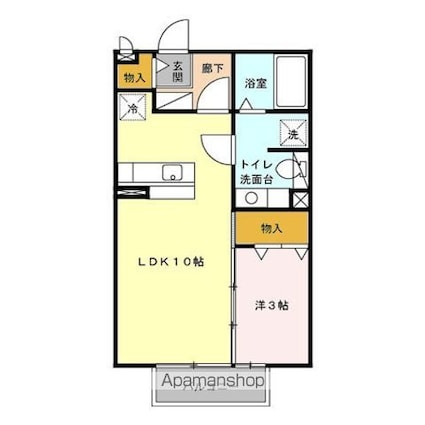 レーベンセイナン[1LDK/33.39m2]の間取図