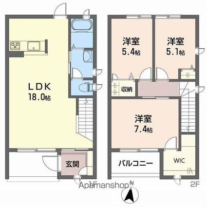 メゾン・ブランシェ　Ａ棟[3LDK/82.68m2]の間取図