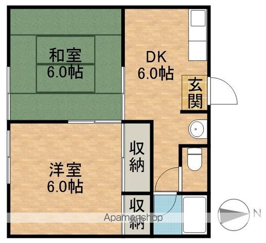 越路ハイツ北棟の間取り写真