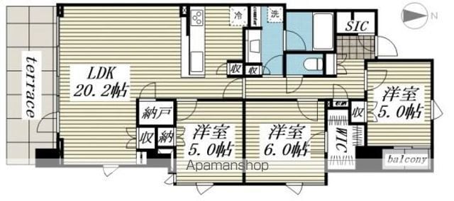 【調布市国領町のマンションの間取り】