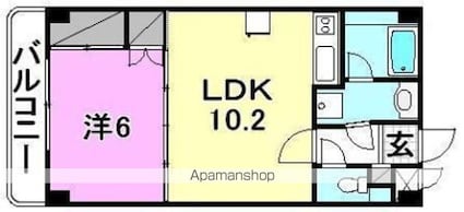 ヴァンクール立花[1LDK/40.5m2]の間取図
