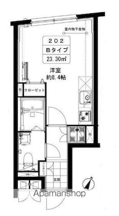カーサブリランテ本駒込[1R/23.3m2]の間取図