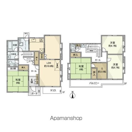 上北沢戸建[4SLDK/136.21m2]の間取図