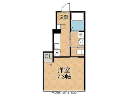 アウル西見前[1K/24.36m2]の間取図