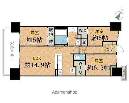 東京都八王子市子安町１丁目[3LDK/71.58m2]の間取図
