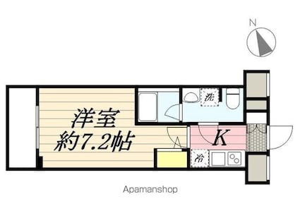 メインステージ立川[1K/22.8m2]の間取図
