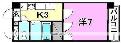 ジョイフル第３祝谷[1K/22.68m2]の間取図