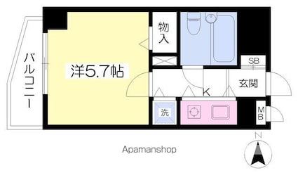 ロイヤルアネックスベイフロント[1K/19.5m2]の間取図