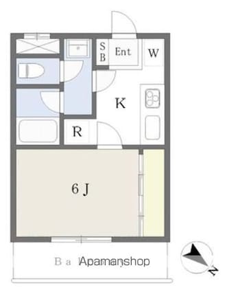パレドール玉川[1K/25.45m2]の間取図