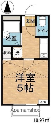 長野県松本市渚３丁目[1K/18.97m2]の間取図