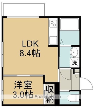 Ｃｌｏｖｅｒ木ノ下[1LDK/26.91m2]の間取図
