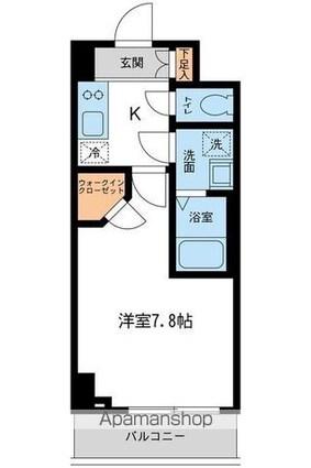 プライムアーバン住吉Ⅱ[1K/25.84m2]の間取図