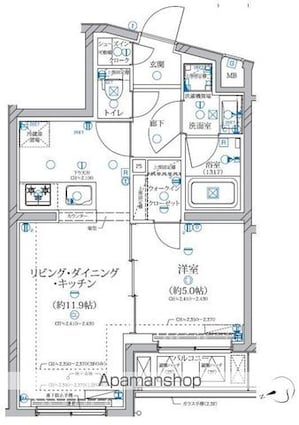 東京都中野区江原町１丁目[1LDK/40.63m2]の間取図