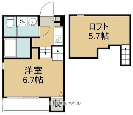 ハーモニーテラス大和町Ⅱ[1K/21.01m2]の間取図