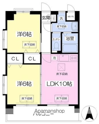 ルネス余戸[2LDK/51.03m2]の間取図