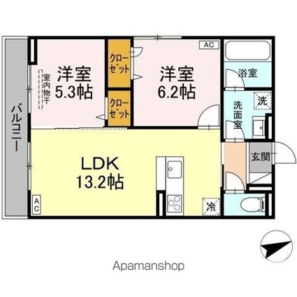 サントピア新涯ＩＩ[2LDK/55.68m2]の間取図