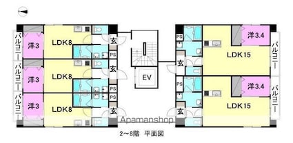 メゾンドール平和通[1LDK/44.55m2]の配置図