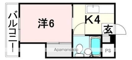 コーポ新[1K/22.56m2]の間取図