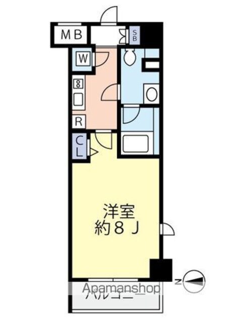 グランヴァン小竹向原[1K/25.8m2]の間取図