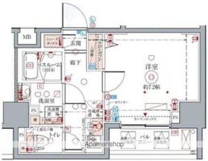 クレヴィスタ中野新橋[1K/25.63m2]の間取図