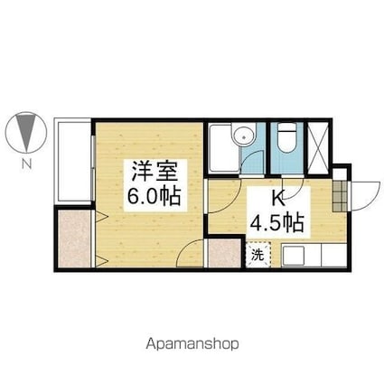 ジョイフル今市[1K/22.34m2]の間取図