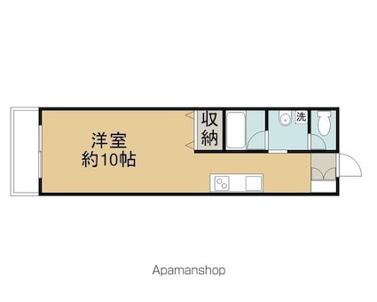 ハイツｉｎ日高[1K/34.5m2]の間取図