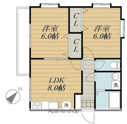 メゾンベルアーム[2DK/50.08m2]の間取図