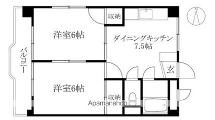 ホワイトガーデン[2DK/38.88m2]の間取図