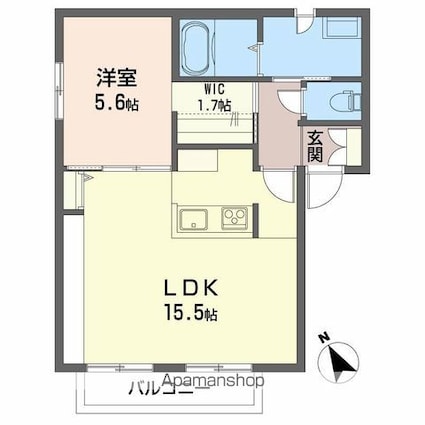 グランシード三ツ割Ａ[1LDK/49.9m2]の間取図