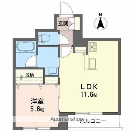 アンビシア赤木[1LDK/42.15m2]の間取図