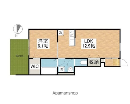 ＥＡＲＬ’Ｓ　ＣＯＵＲＴ西垣生[1LDK/48.9m2]の間取図