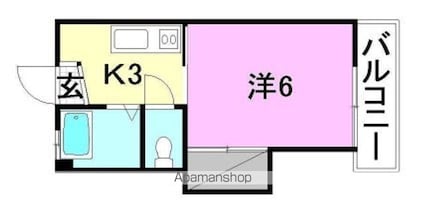 第一曙マンション[1K/22.68m2]の間取図