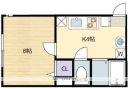 カシータ松戸[1K/21.84m2]の間取図