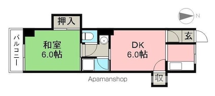 サンハイツ小松[1DK/36m2]の間取図