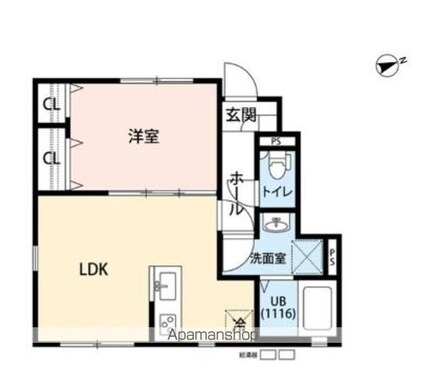 アムールブラン[1LDK/35.97m2]の間取図