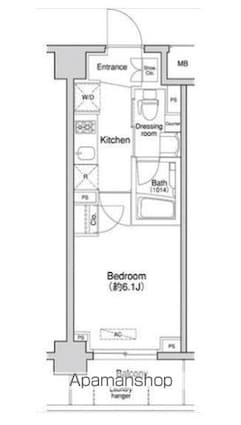 東京都中野区南台５丁目[1K/21.35m2]の間取図