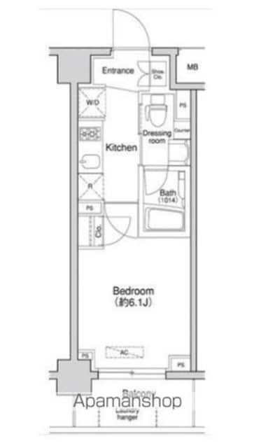 東京都中野区南台５丁目[1K/21.35m2]の間取図