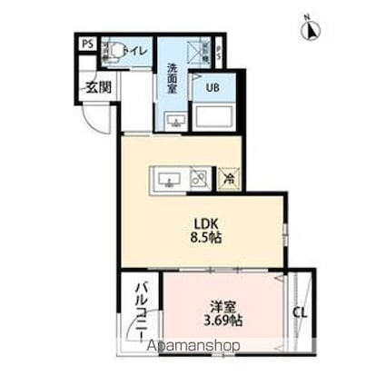 リュクスシティー黄金（リュクスシティーコガネ）[1LDK/32.22m2]の間取図