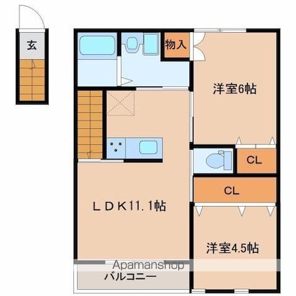 フォーチュンヴィラ[2LDK/51.34m2]の間取図