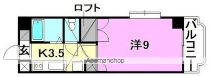 ベルメゾン古川１[1K/26.6m2]の間取図
