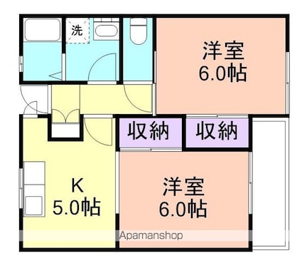 コーポ司[2DK/46.2m2]の間取図