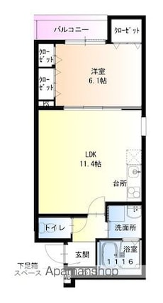 フジパレス和歌山美園Ⅱ番館[1LDK/41.84m2]の間取図