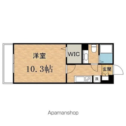 ウィステリア[1K/33.34m2]の間取図