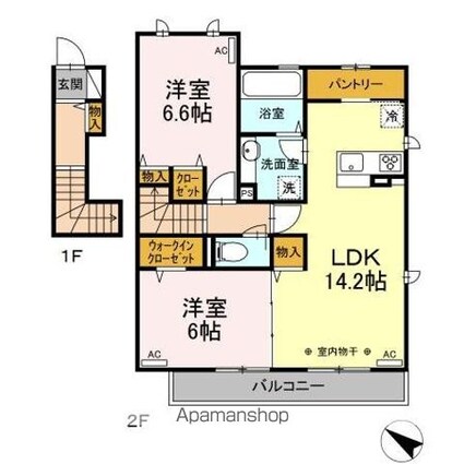 メゾン　ド　カルマン[2LDK/68.66m2]の間取図