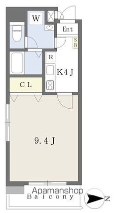 フォルテ平和通[1K/30.48m2]の間取図