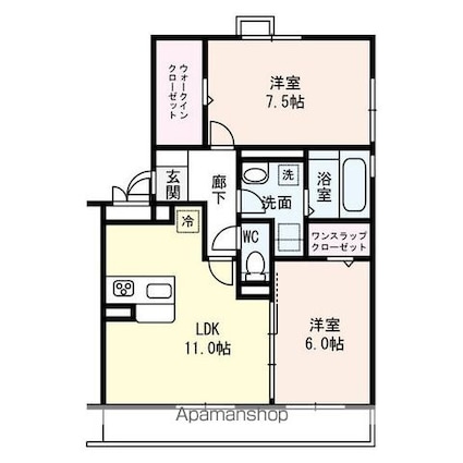 ユートピア[2LDK/60.7m2]の間取図