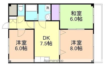 和歌山県和歌山市和歌浦東２丁目[3DK/58.88m2]の間取図