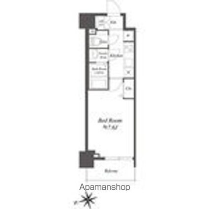 プレサンスブルーム浅草Ｎｏｒｔｈ[1K/25.52m2]の間取図