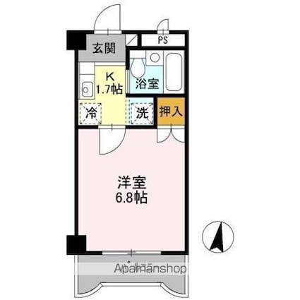 岡山県岡山市北区大元２丁目[1K/19.5m2]の間取図