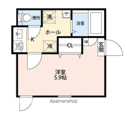 グランクオール三ノ輪[1K/18.02m2]の間取図